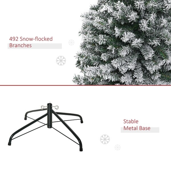 6' Unlit SnowFlocked Artificial Christmas Tree，Slim Design with 492 Tips，for Winter Holiday Decor