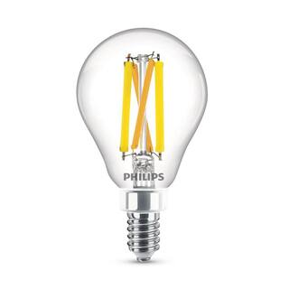 Philips 40-Watt Equivalent A15 Ultra Definition Dimmable Clear Glass E12 LED Light Bulb Soft White with Warm Glow 2700K (2-Pack) 564450