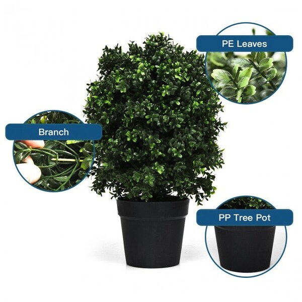 2 pcs 24 Artificial Decoration Boxwood Topiary Ball Tree