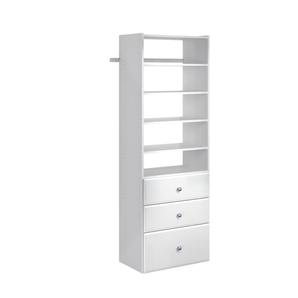 Closet Evolution Premier 25 in. W Classic White Tower Unit Wall Mount 6-Shelf Wood Closet System WH30