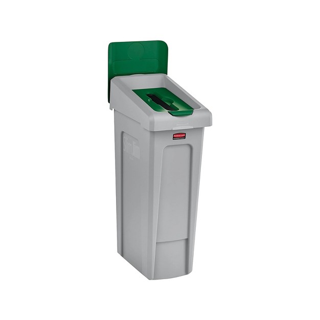 Rubbermaid Slim Jim Single stream Paper Recycling Station 23 gallon Gray green 2185054