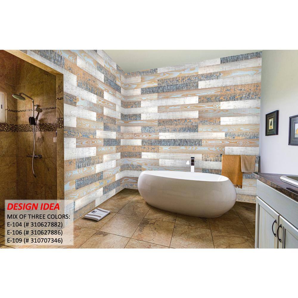 Easy Planking Thermo-treated 14 in. x 5 in. x 4 ft. White Barn Wood Wall Planks (10 sq. ft. per 6-Pack) E-104