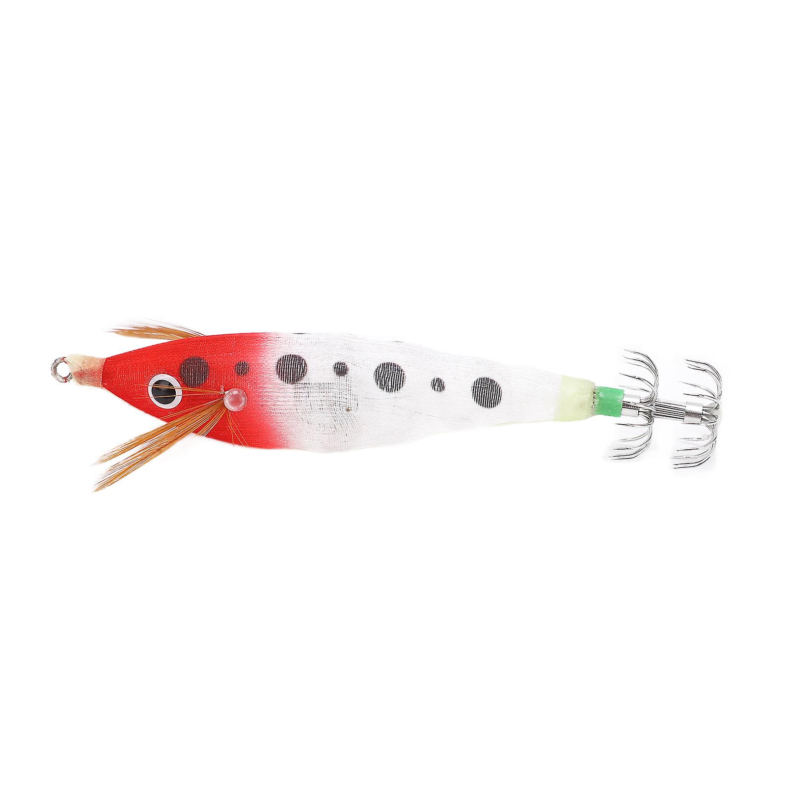 Fishing Squid Jigs Bait Squid Jig Hook Hard Fishing Lure With Luminous Effect For Ocean Boat River Pond Fishingred Light White Body Black Dots Body