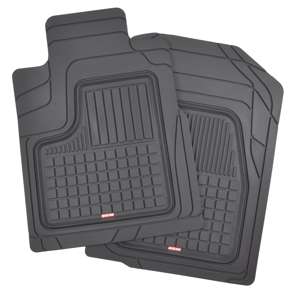 Motor Trend Performance Plus Rubber Car Floor Mats - Heavy Duty Semi-Custom All-Weather Liners - 4pc Set