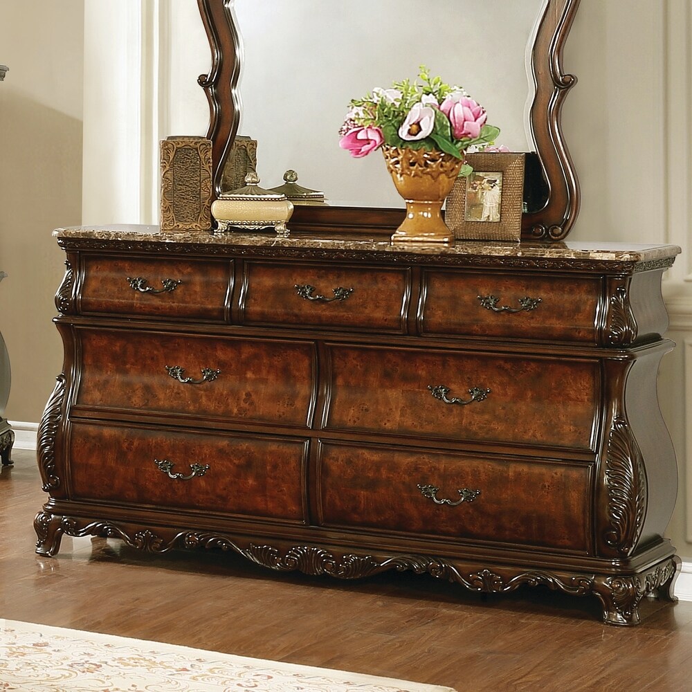 Coaster Furniture Exeter Dark Burl 7 drawer Dresser with Marble Top