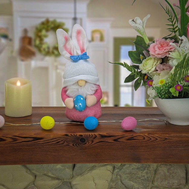 National Tree Company Easter Bunny Gnome Table Decoration Pink Easter Collection 13 Inches