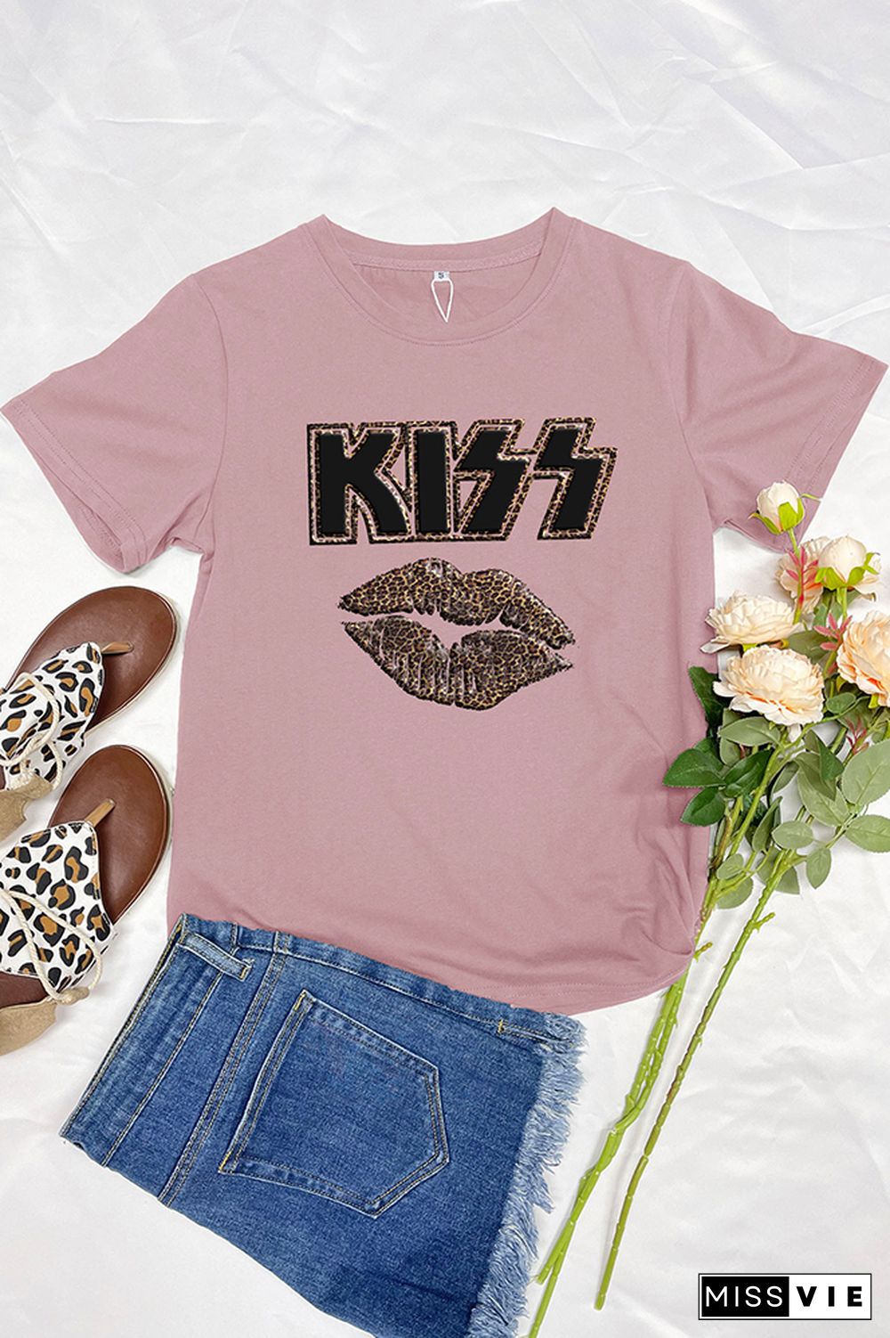 Rock Bands Kiss Lip Short Sleeve Graphic Tee Wholesale