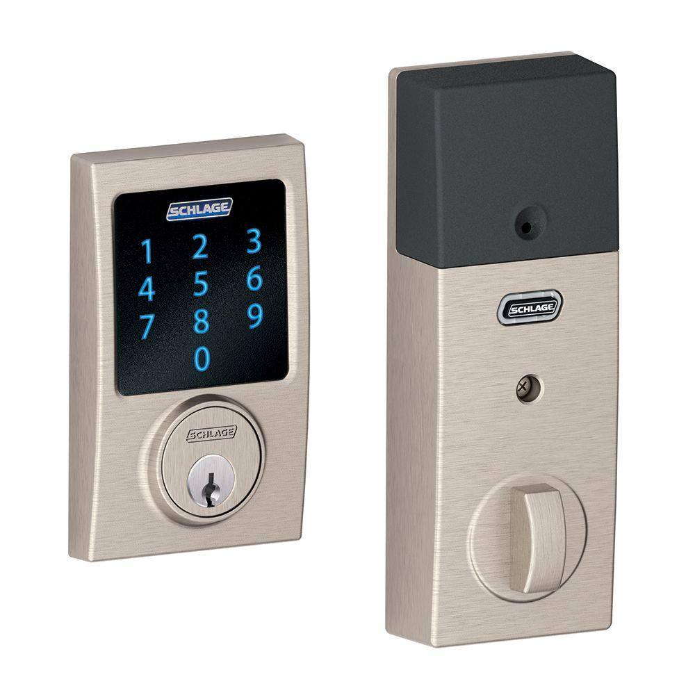 Schlage Century Satin Nickel Electronic Connect Touchscreen Deadbolt with Alarm - Z-Wave Plus Enabled BE469ZP V CEN 619