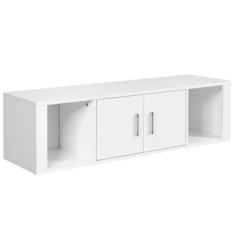 Wall Mounted Floating 2 Door Desk Hutch Storage Shelves