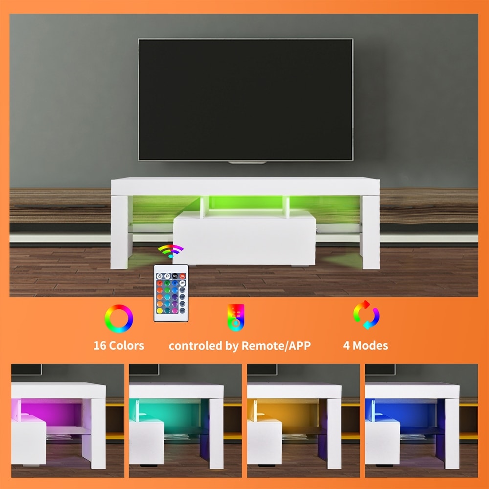 TV stand with Storage 51 inch LED Modern TV Media Console Entertainment Center with Drawer TV cabinet for Living Room Bedroom