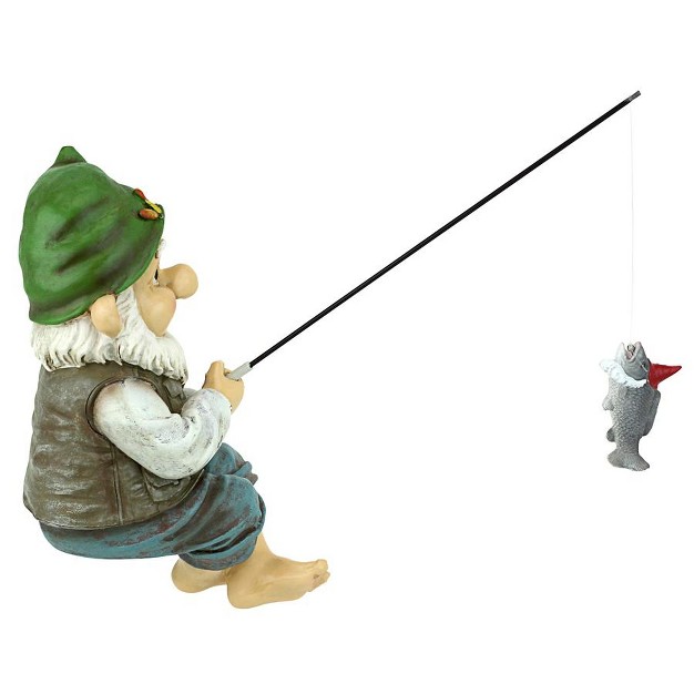 Design Toscano Ziggy The Fishing Gnome Garden Sitter Statue Multicolored