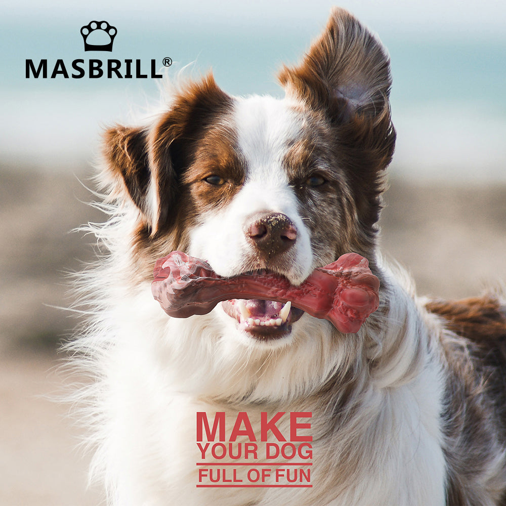 MASBRILL Dog Toys Indestructible Dog Chew Toys for Large Breed Aggressive Chewers Tough Dog Teething Toys for Pet Teeth Cleaning， Natural Rubber Interactive Dog Toys for Boredom