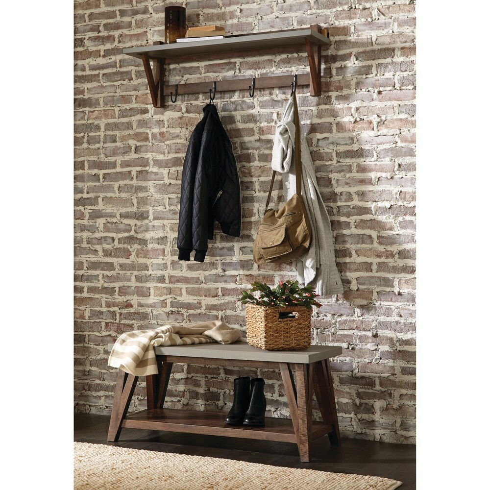 Carbon Loft Omer 40 inch Wood with Concrete Coated Top Entryway Coat Hook
