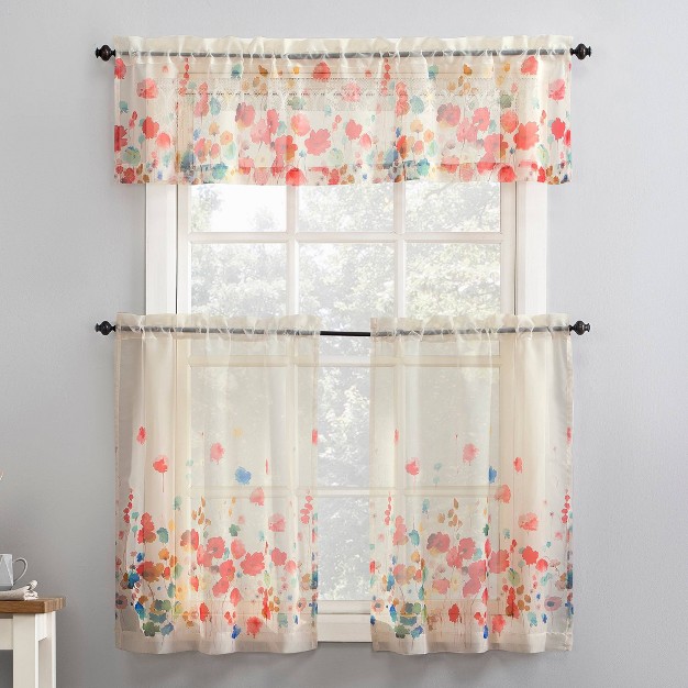 Rosalind Watercolor Floral Window Valance Poppy Red No 918