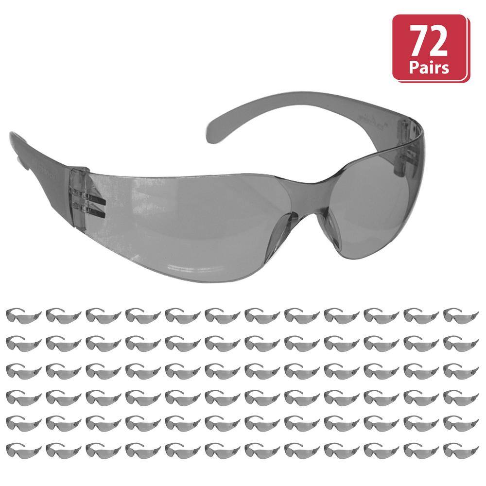 Safe Handler Gray Crystal Color Lens Color Temple Safety glasses (72-Pairs) BLSH-ESCR-CLCT-SG10GY-72