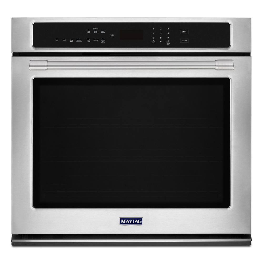 Maytag 27 in. Single Electric Wall Oven with True Convection in Fingerprint Resistant Stainless Steel MEW9527FZ