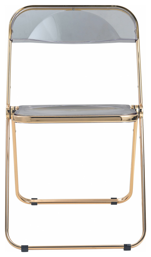 Lawrence Acrylic Folding Chair With Gold Frame Set of 2   Contemporary   Folding Chairs And Stools   by LeisureMod  Houzz