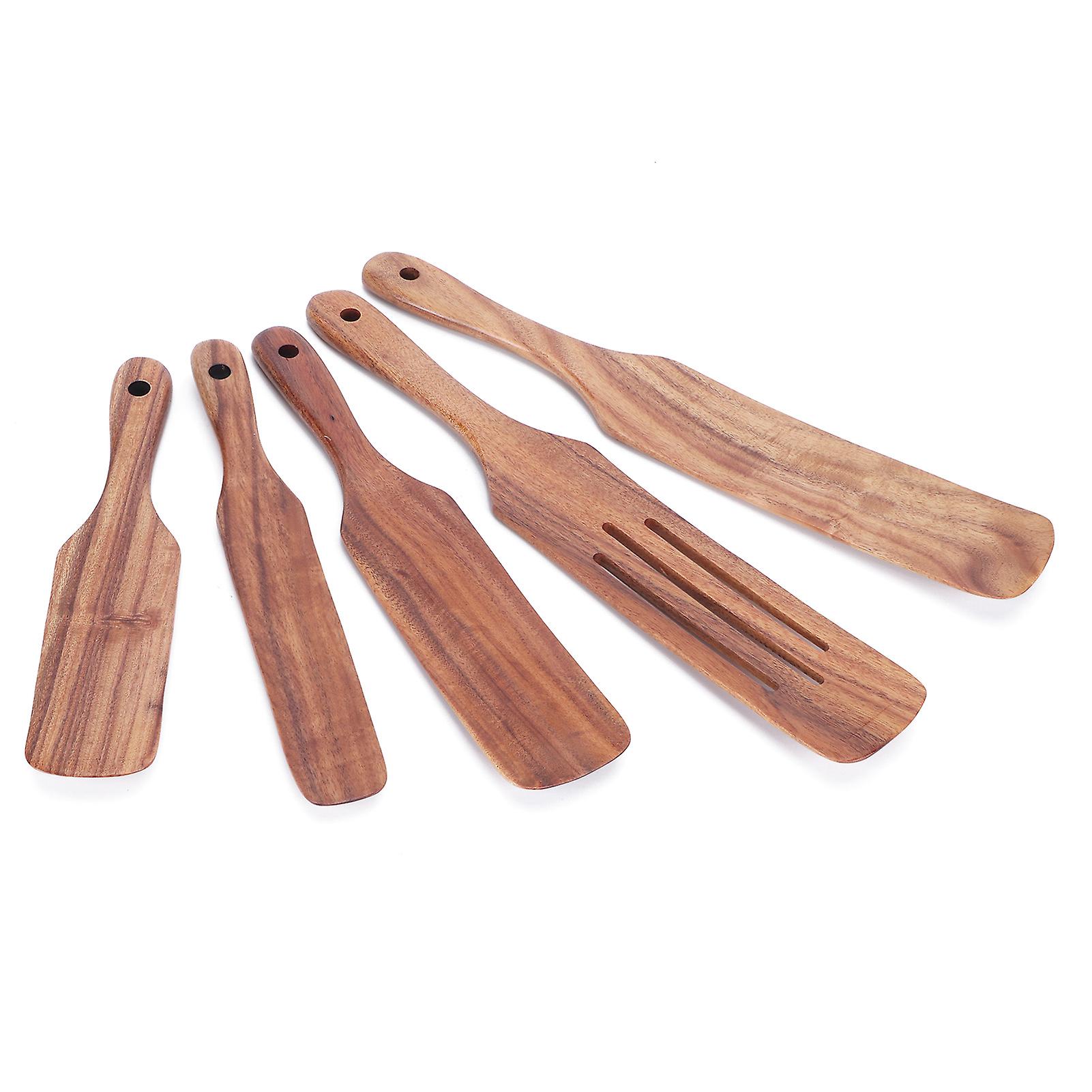 5pcs/set Wooden Spatulas Turner Cooking Utensil Kit Tableware Kitchen Accessories