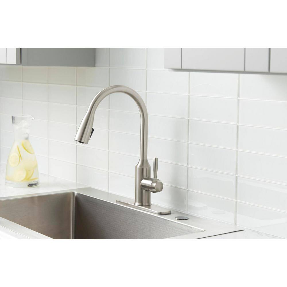 Glacier Bay Invee Single-Handle Pull-Down Sprayer Kitchen Faucet in Stainless Steel FP4A4080SS