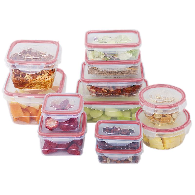 24-Piece Plastic Food Container Set with Snap Locking Lids