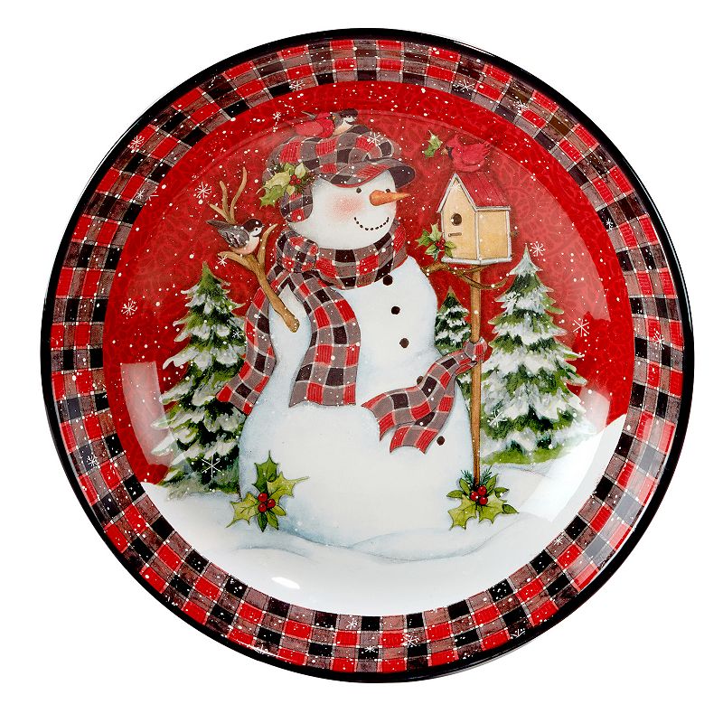 Certified International Christmas Lodge Snowman Serving Bowl