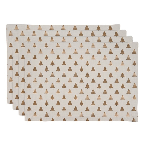 Cotton Placemats With Christmas Trees Design (Set of 4)