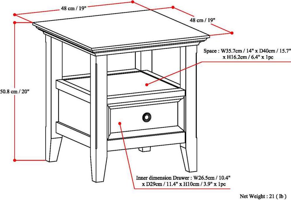 Brooklyn + Max Washington Solid Wood 19 inch Wide Square Traditional End Table in Dark Brown