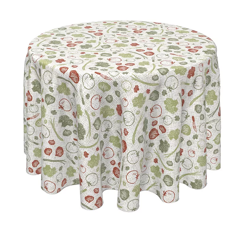 Round Tablecloth， 100% Polyester， 90 Round， Veggie Sketch