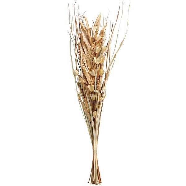 Beige or Light Brown Dried Plant Handmade Tall Floral Grass Bouquet Palm Leaf Natural Foliage