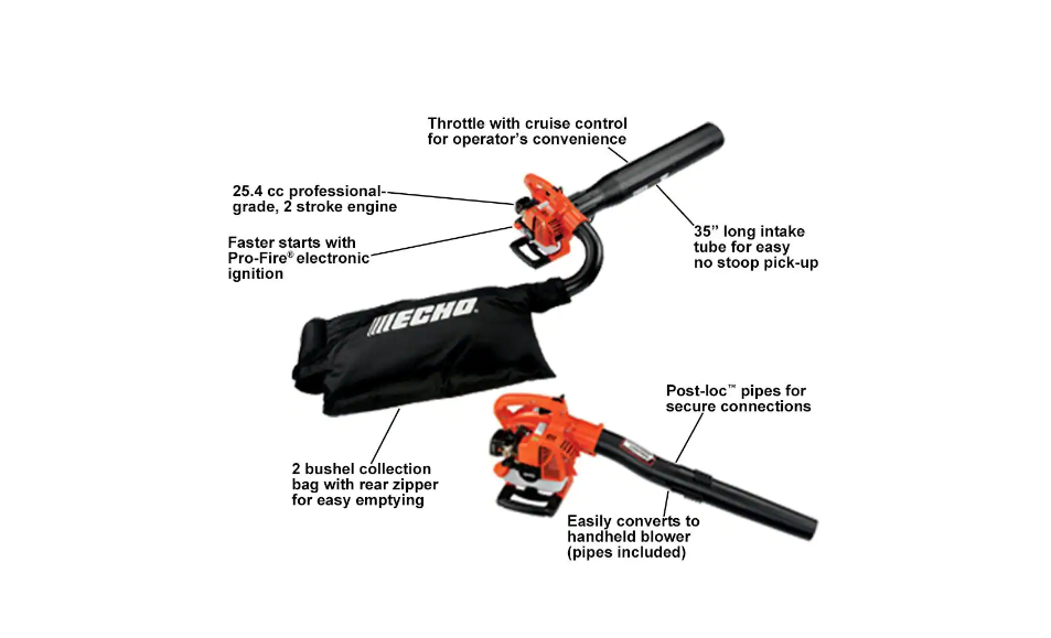 ECHO ES-250AA 165 MPH 391 CFM 25.4 cc Gas 2-Stroke Cycle Leaf Blower Vacuum