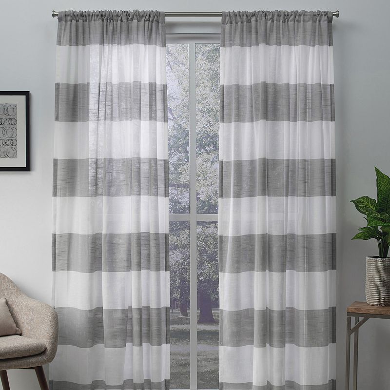 Exclusive Home 2-pack Darma Sheer Linen Rod Pocket Window Curtains