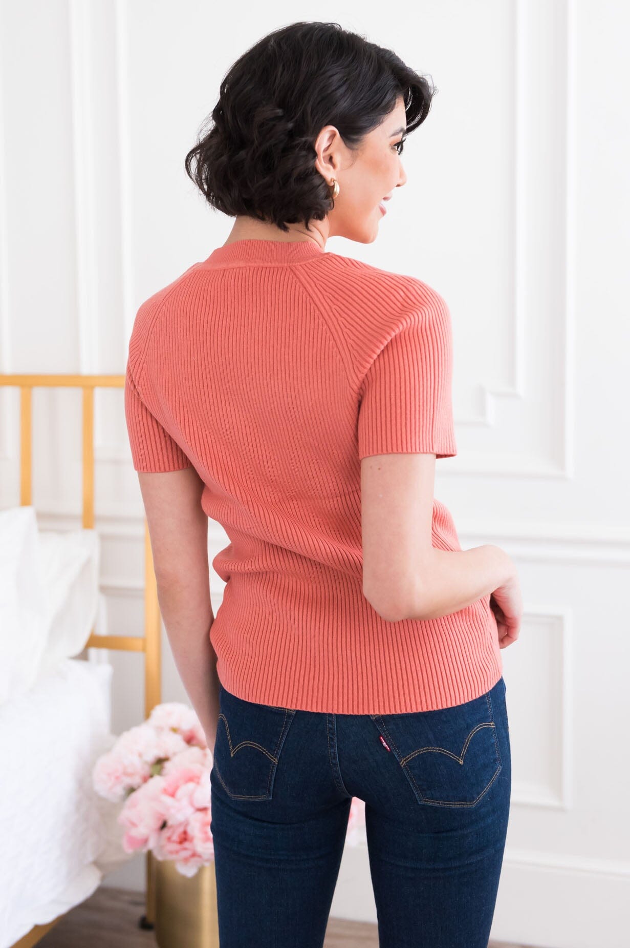 Elegant Afternoon Modest Ribbed Top