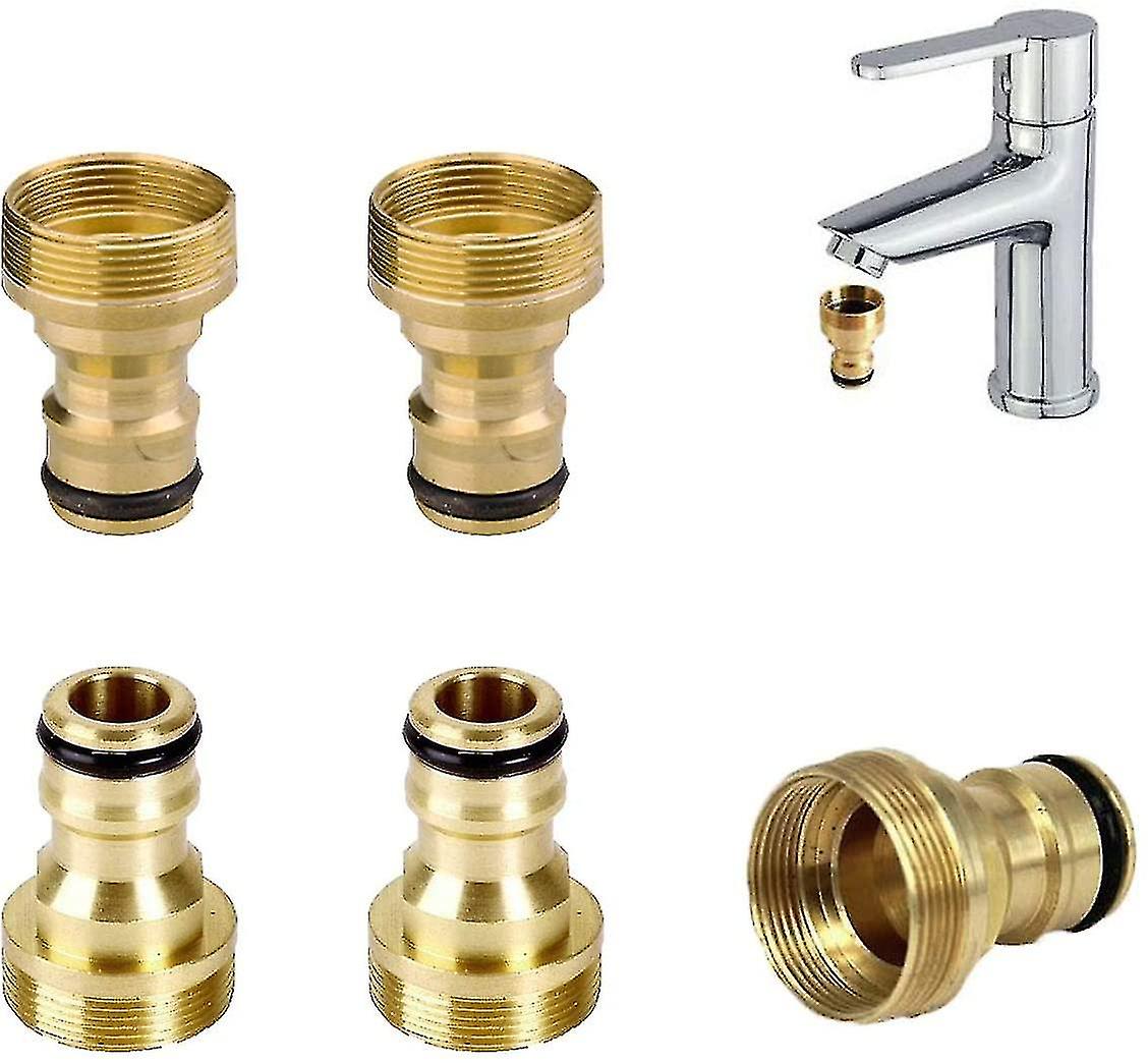 Brass Quick Connector，5pcs Anti-rust Faucet Connector Adapter Hose Threaded Faucet Universal Adapter Faucet Connector