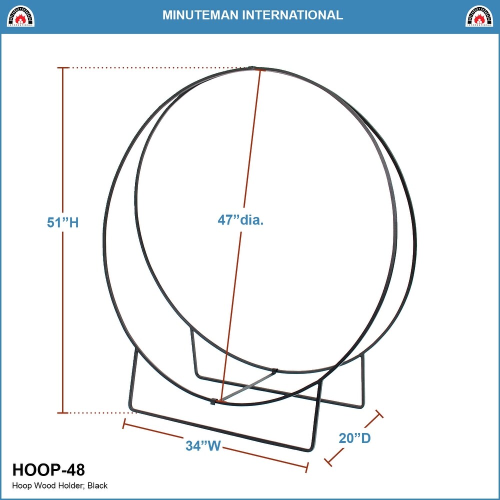 Minuteman International Large Log Holder Hoop  51 Inch Tall  Black