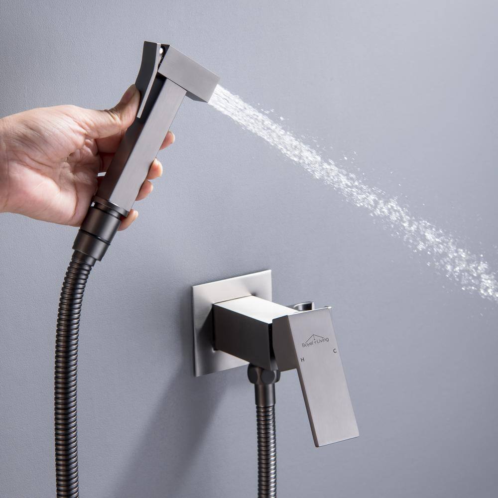 Boyel Living Wall Mount Single-Handle Handheld Bidet Sprayer with Handle and Mixer Body in Gunmetal Gray SMD-16028GG