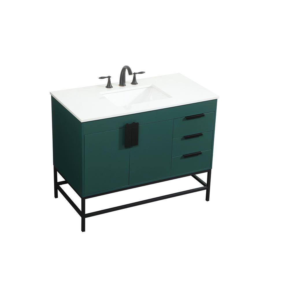 Timeless Home 22 in. W x 42 in. D x 33.5 in. H Bath Vanity in Green with Ivory White Quartz Top TH97684MGN