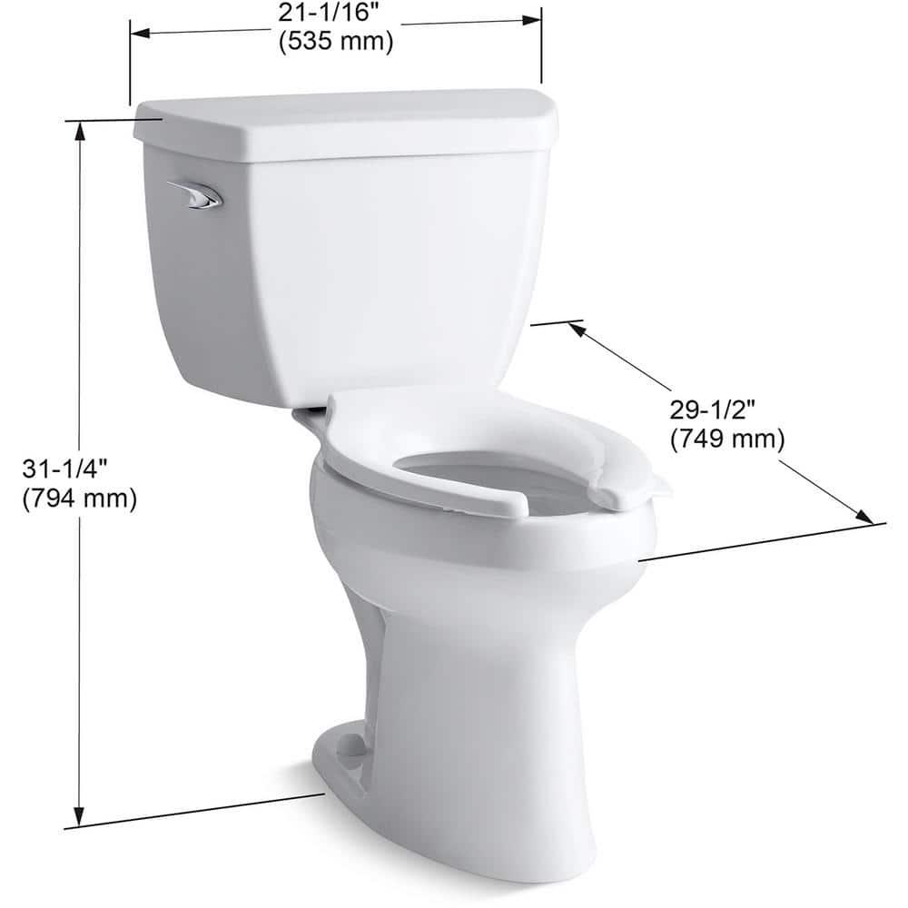 KOHLER Highline Classic 2piece 16 GPF Single Flush Elongated Toilet in White Seat Not Included