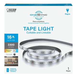 Feit Electric 16 ft. Plug-In Integrated LED White Strip Light Cuttable and Linkable Onesync with Color Change CCT Selectable UCL192FLEX5CCT