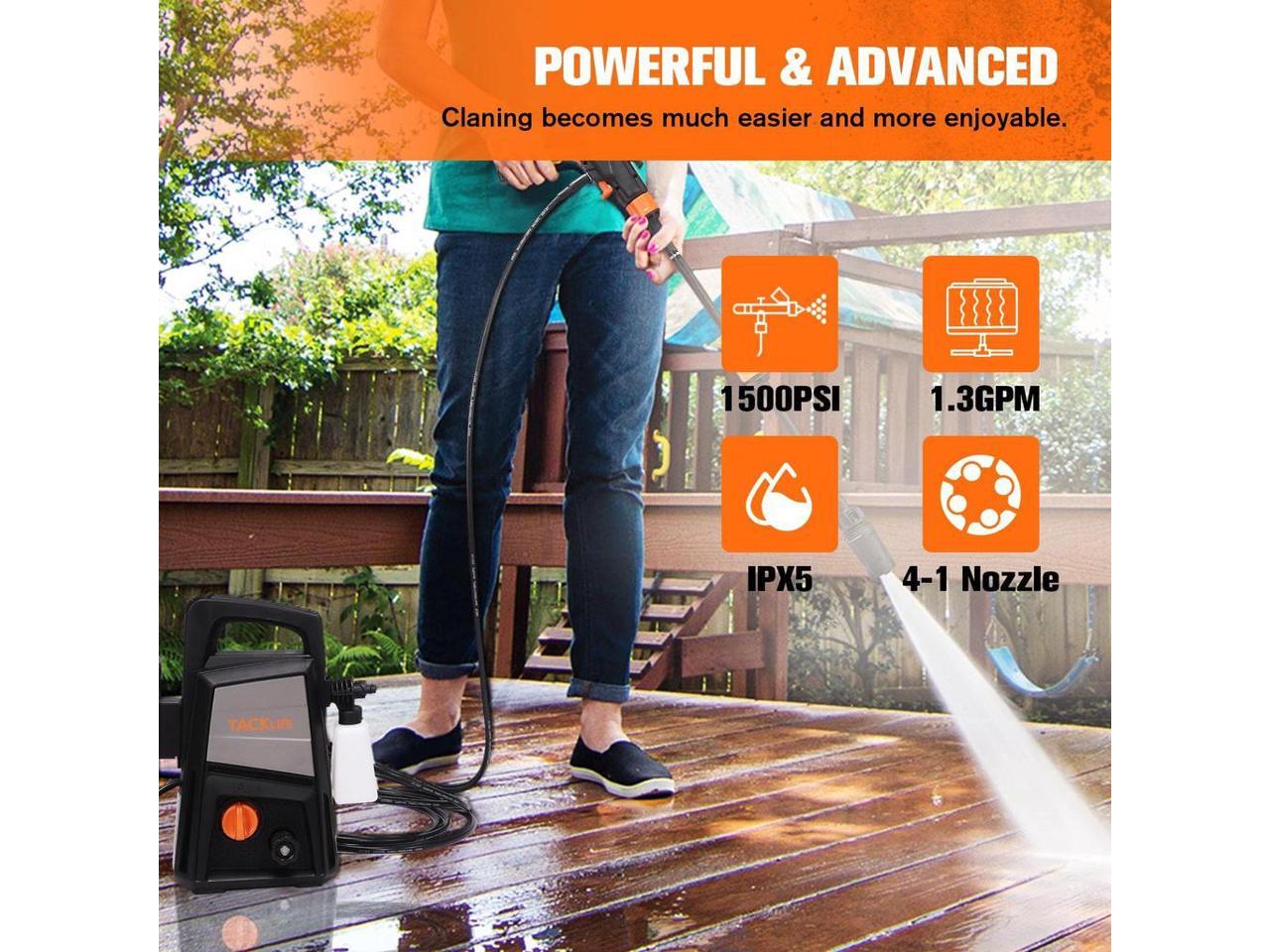 P9 Electric Pressure Washer, 1500 PSI at 1.3 GPM (Max), 4 in 1 Nozzle