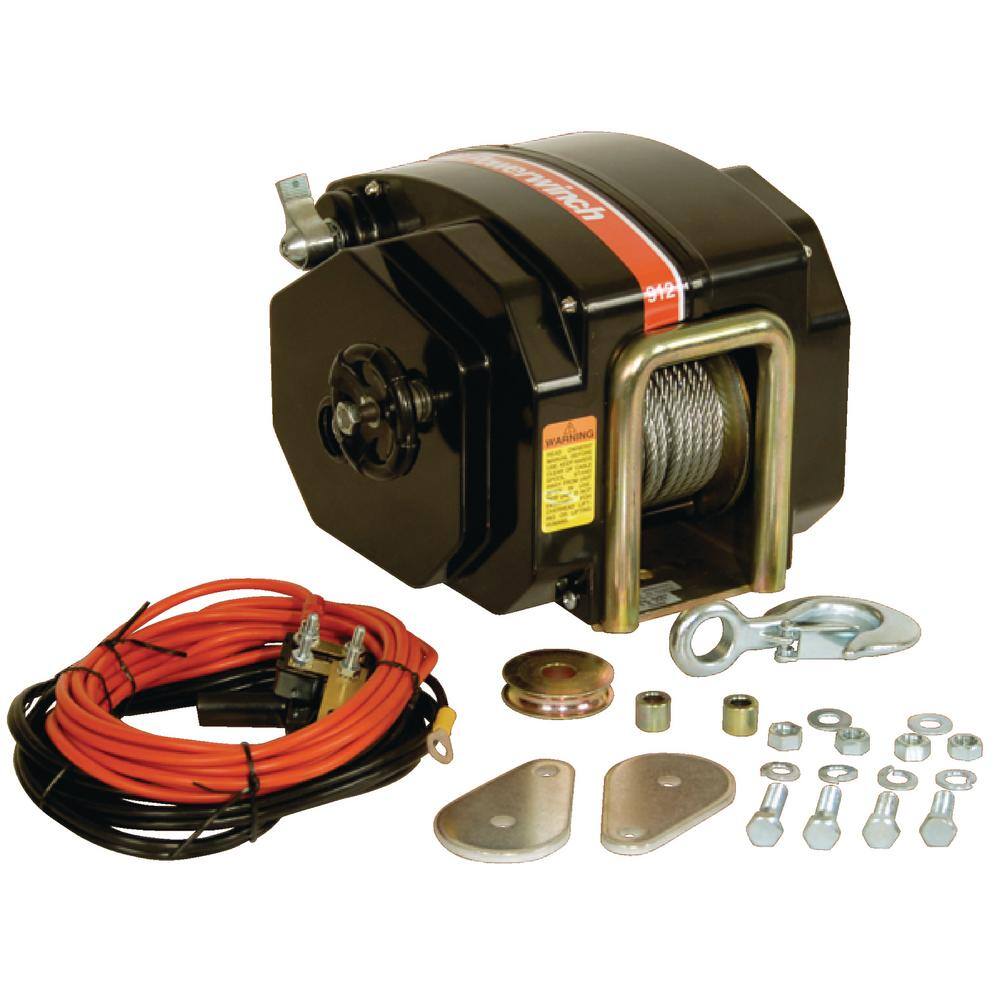 POWERWINCH 12V Model 912 Marine Trailer Winch With 732 in. x 40 ft. Cable Max Load 11500 lbs. Vertical Lift 4000 lbs. P77912