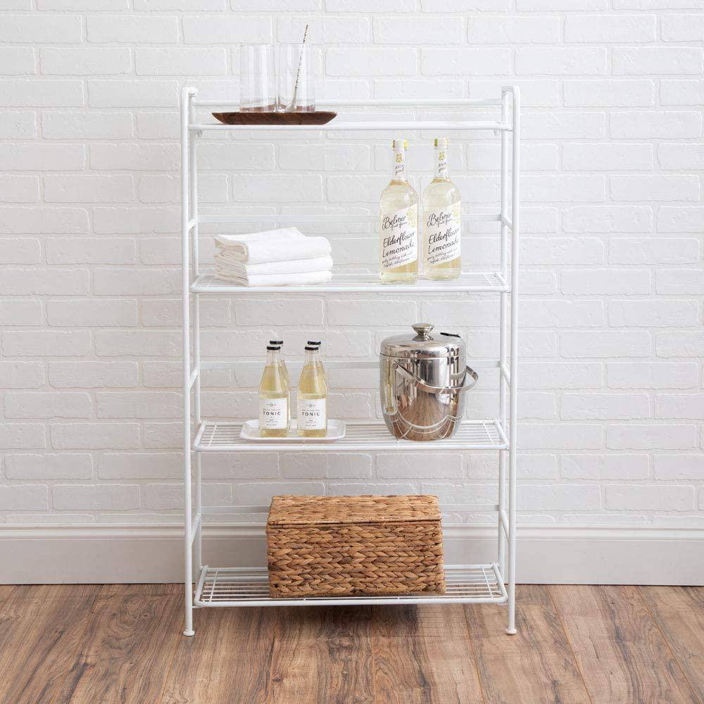 Flipshelf White 4-Tier Metal Wire Shelving Unit (26.75 in. W x 43 in. H x 12 in. D) 38708