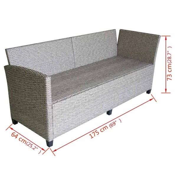 3 Piece Garden Lounge Set with Cushions Poly Rattan Gray - Overstock - 35109187