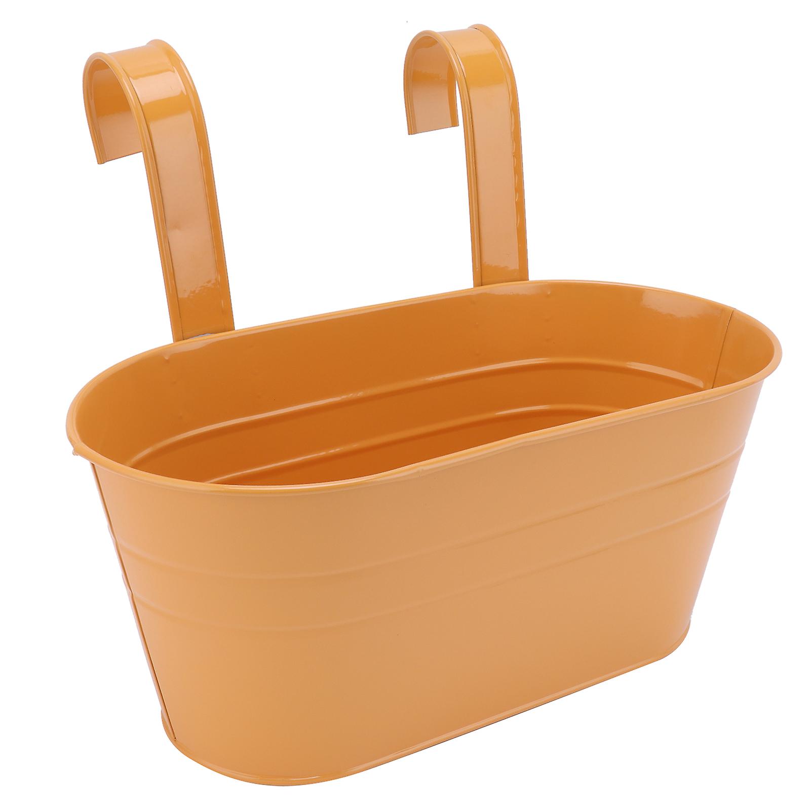 Hanging Flower Planter Iron Bucket Flower Pot Holder With Detachable Hook For Garden Decororange 21x22.5cm