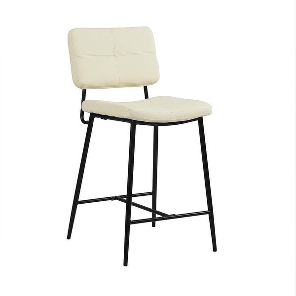 Faux Leather Counter Bar Stools with Metal Legs， Set of 2