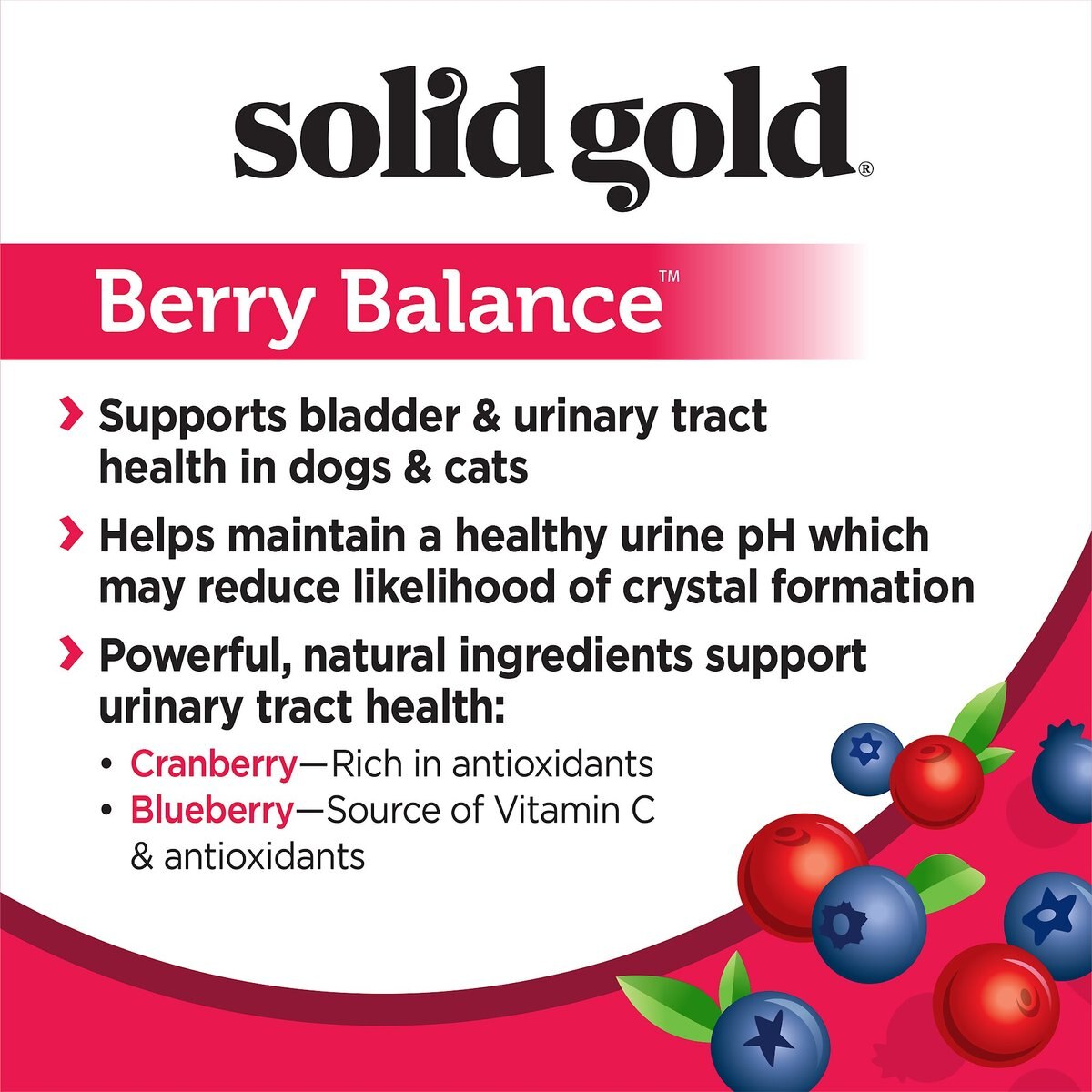 Solid Gold Berry Balance Urinary Tract Health Soft Chews Grain-Free Supplement for Dogs and Cats