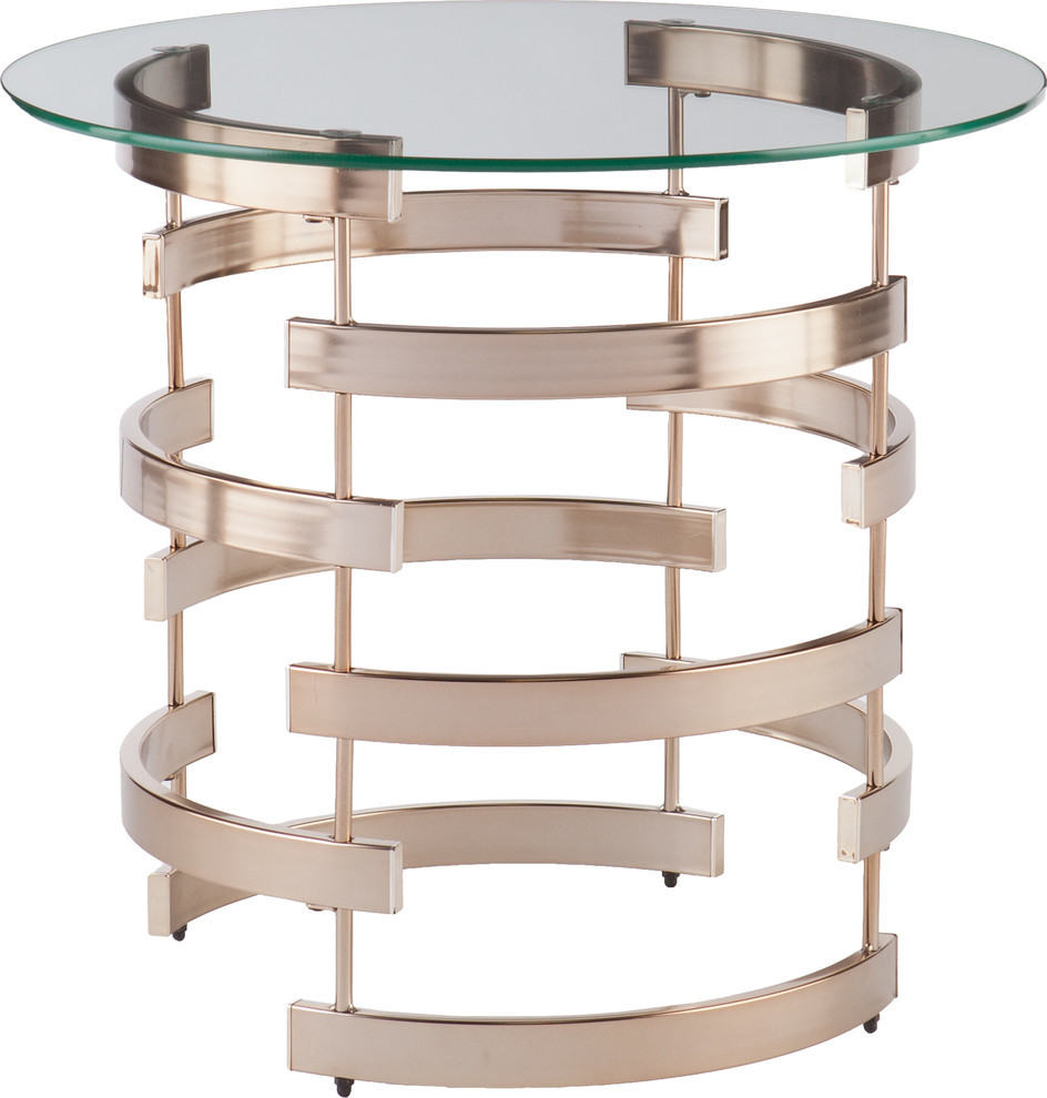 SEI Furniture Belmar Round End Table in Champagne   Contemporary   Side Tables And End Tables   by HedgeApple  Houzz