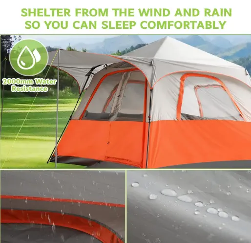 Woqi folding easy carry living resort tent big size hiking geodesic dome tent uv resistant