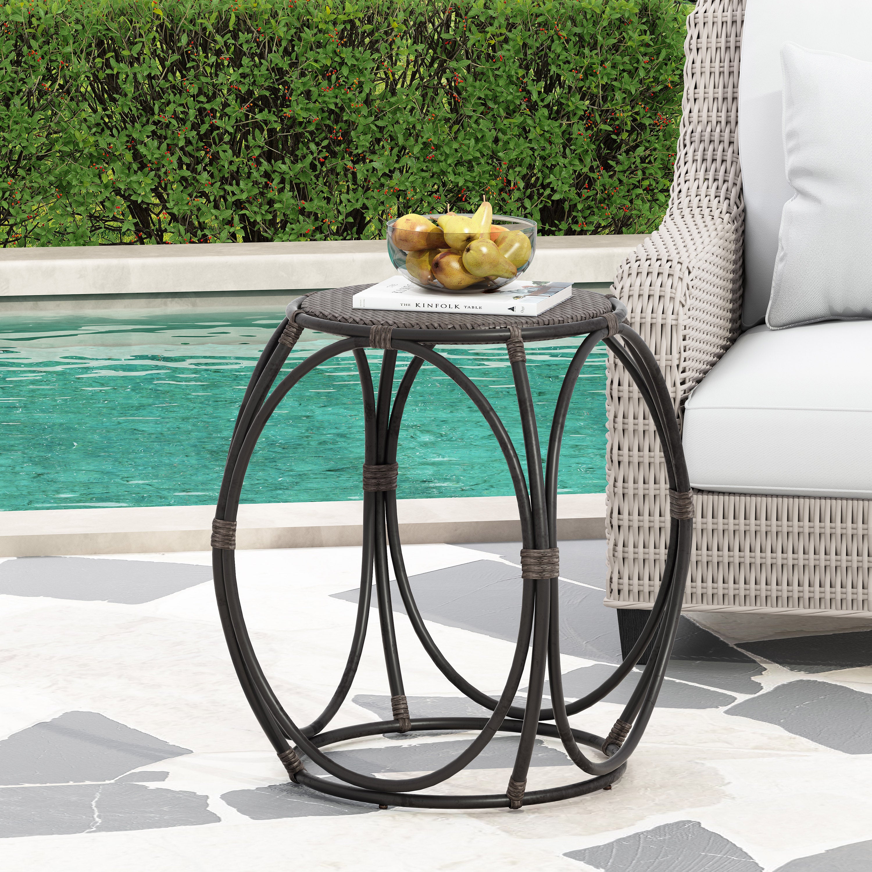 Coston Outdoor Wicker Side Table