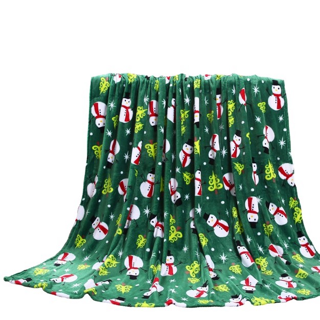 Kate Aurora Ultra Soft amp Cozy Christmas Green Santa Plush Accent Throw Blanket 50 In W X 60 In L