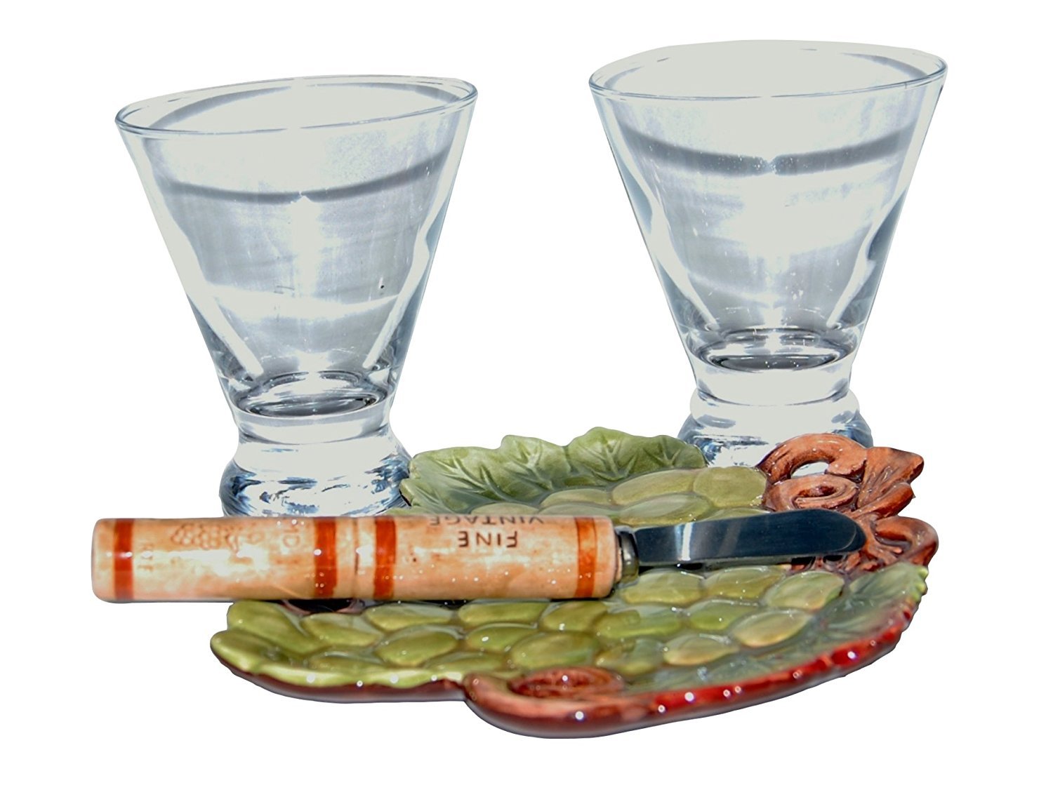 Cheese Tray with Spreader (Grapes)， 2 Wine Glasses and Cheese Ball Trio Recipe